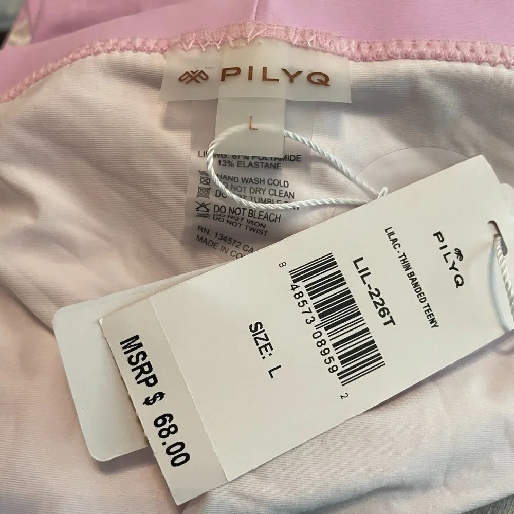 NWT PilyQ Lilac Thin Banded Teeny Bikini Bottoms Sz. L
